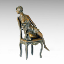Classical Figure Statue Chair Lady Bronze Sculpture TPE-156